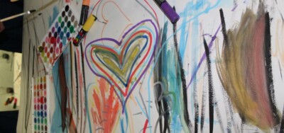 Drawing of heart with colorful markers