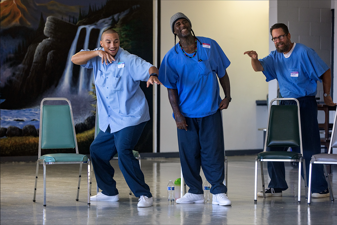 Working on their moves during the “Going to the Beach” camp song.